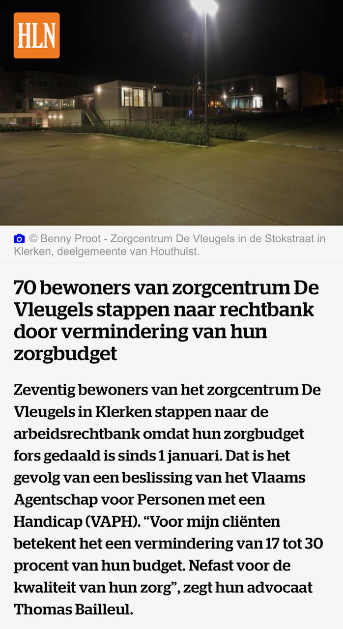 70 bewoners van zorgcentrum De Vleugels stappen naar rechtbank door vermindering van hun zorgbudet